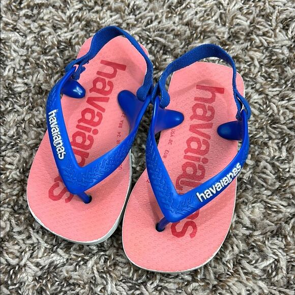Havaianas Baby Logomania Flip Flops Elastic Back Sandal Sz 8c - Picture 1 of 4